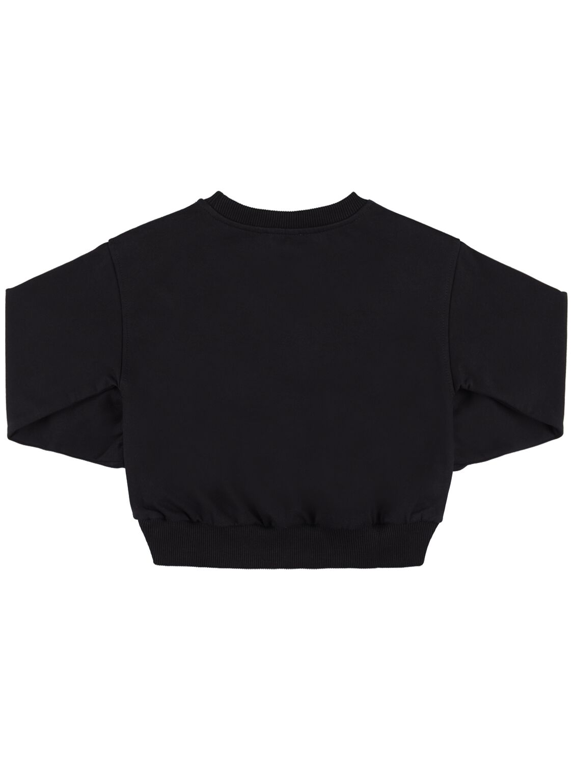 Shop Moschino Cropped Cotton Sweatshirt W/logo Print In Black