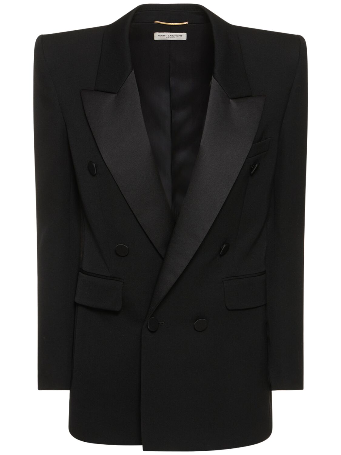 Saint Laurent Double Breast Wool Jacket In Black