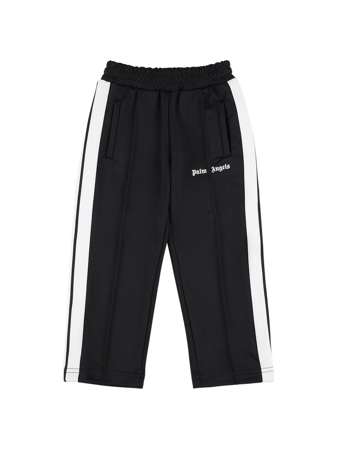 Palm Angels Kids' Cotton Tech Track Pants In Black,white