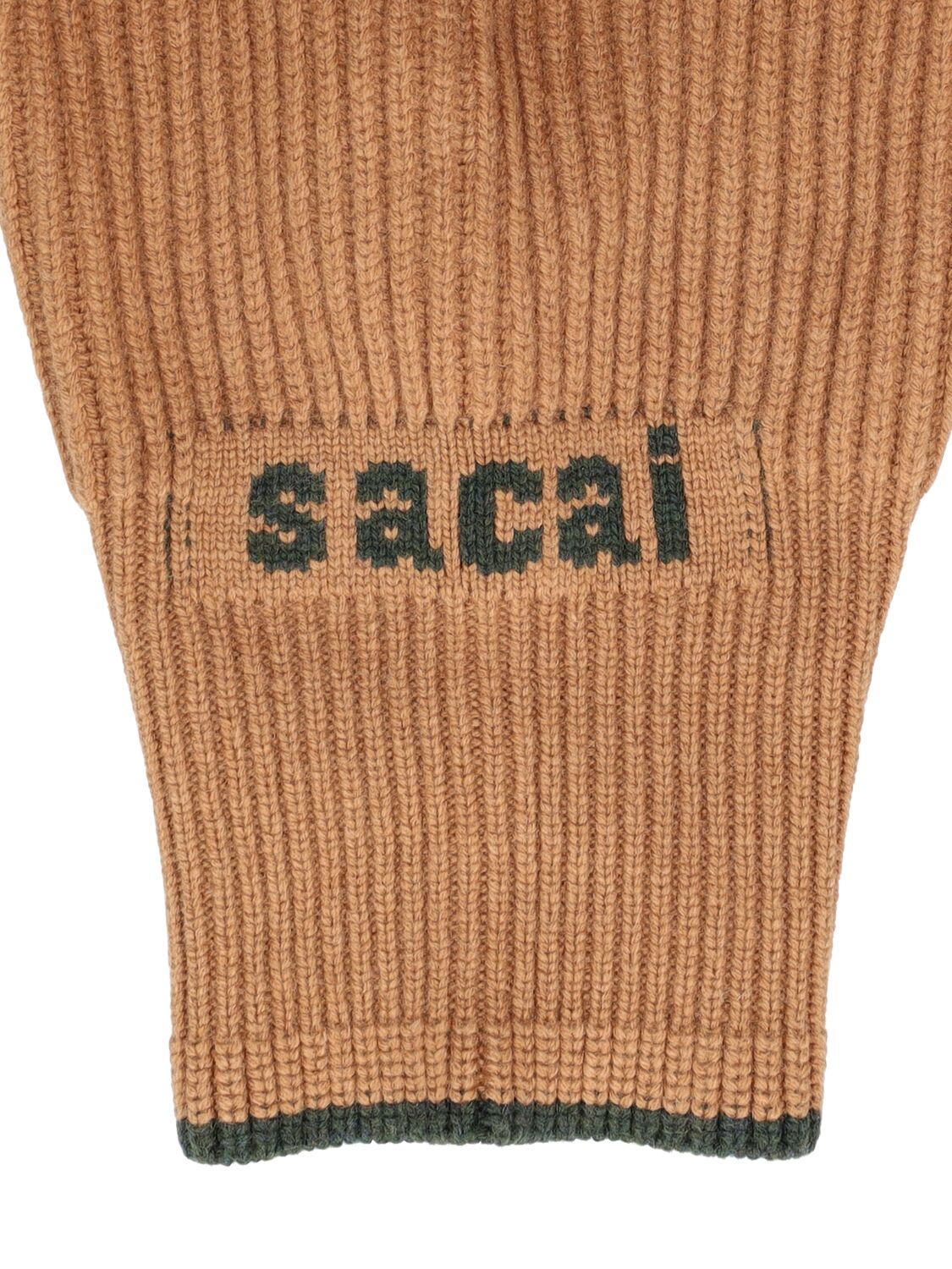 Shop Sacai Knit Wool Balaclava & Gloves Set In Beige