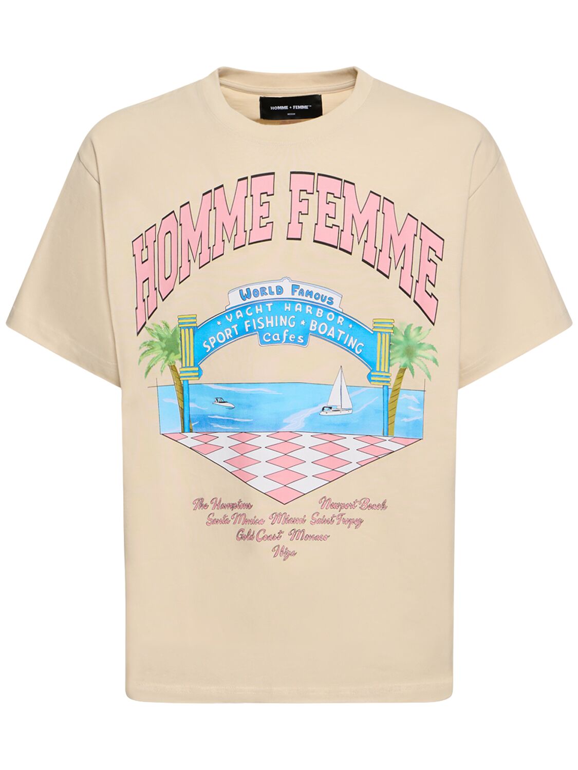 Homme + Femme La Yacht Club Printed Jersey T-shirt In White