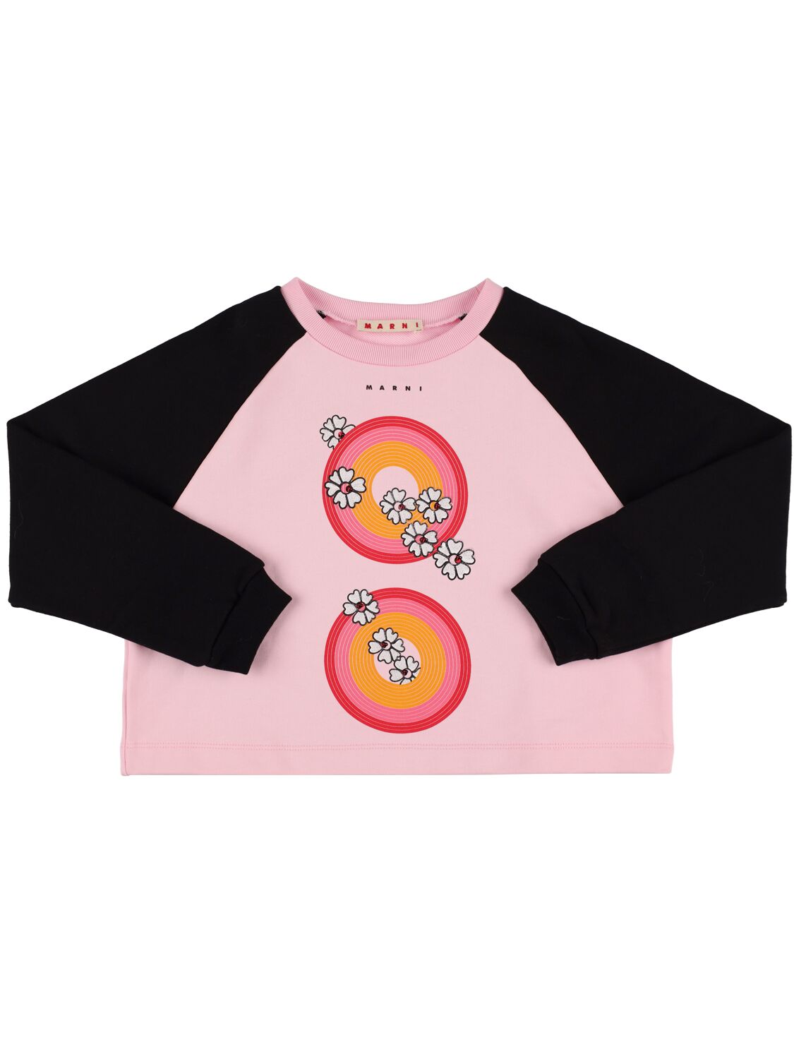 Marni Junior Kids' Color Block Printed Cotton Sweatshirt In Pink,navy