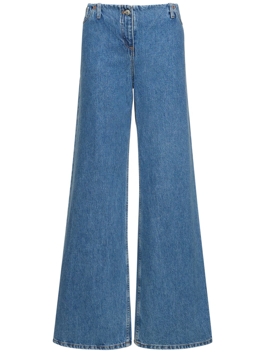 Low Rise Wide Cotton Denim Jeans