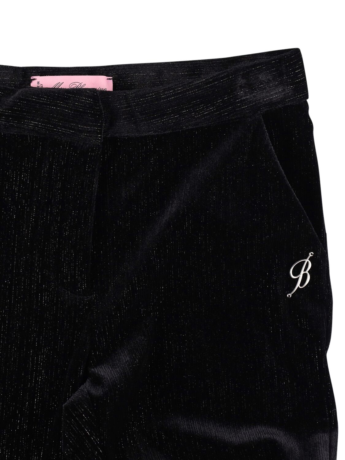 Shop Miss Blumarine Lurex Velvet Flared Pants In Black
