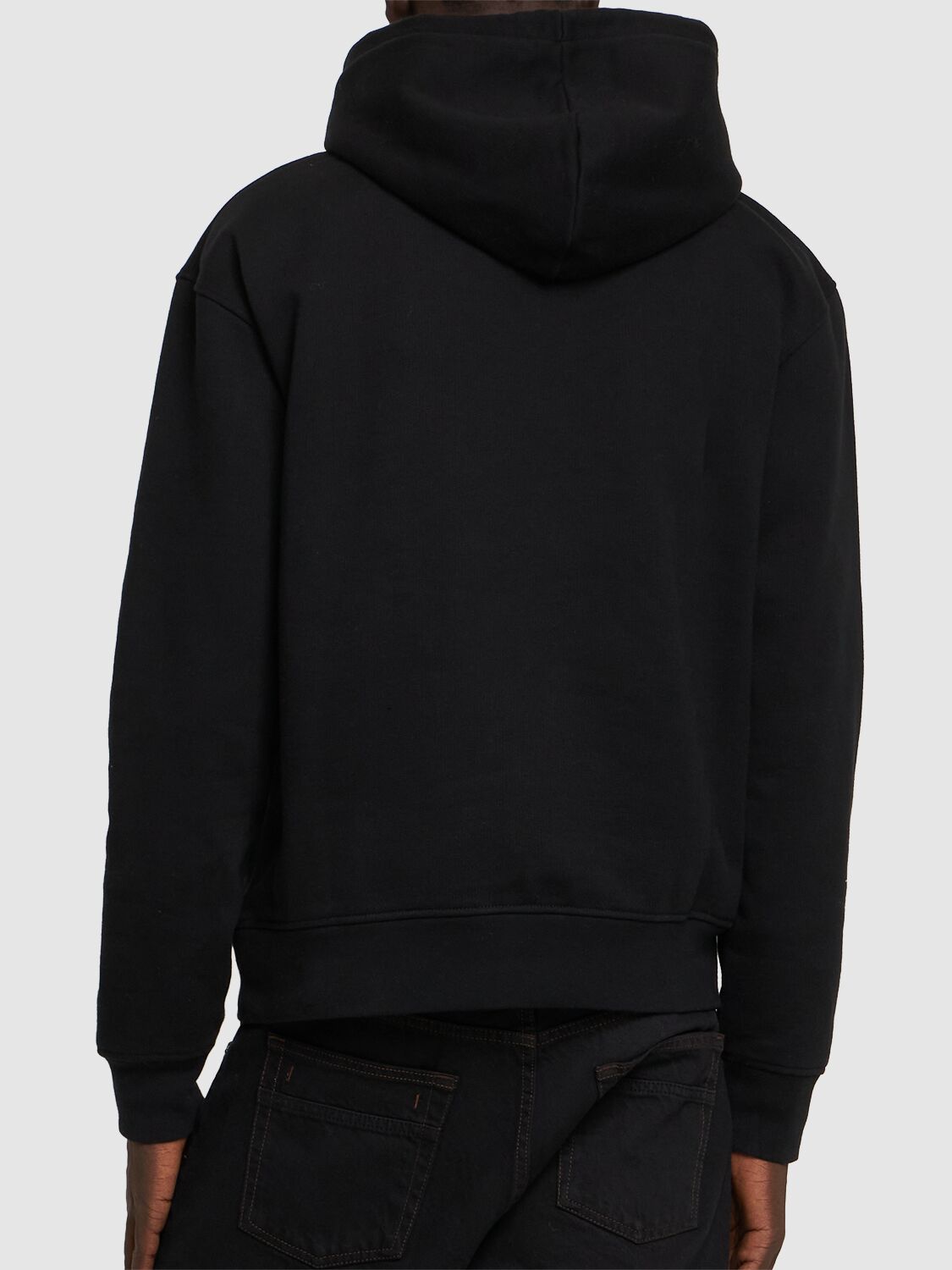 Shop Jacquemus Le Sweatshirt Brode Cotton Hoodie In Black