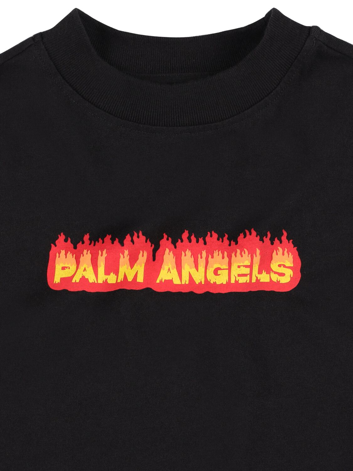 Shop Palm Angels Flames Cotton Jersey T-shirt In Black,red