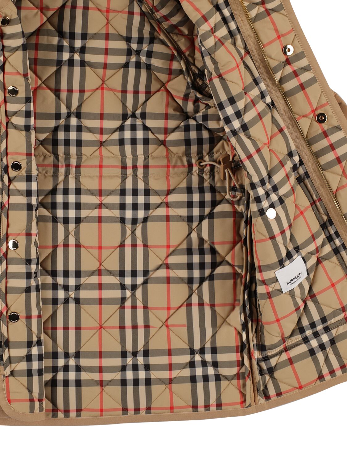 BURBERRY QUILTED NYLON HOODED LONG JACKET 