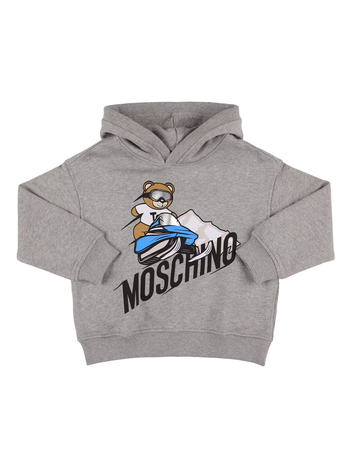 Moschino Kids' Printed Cotton Hoodie In Grey