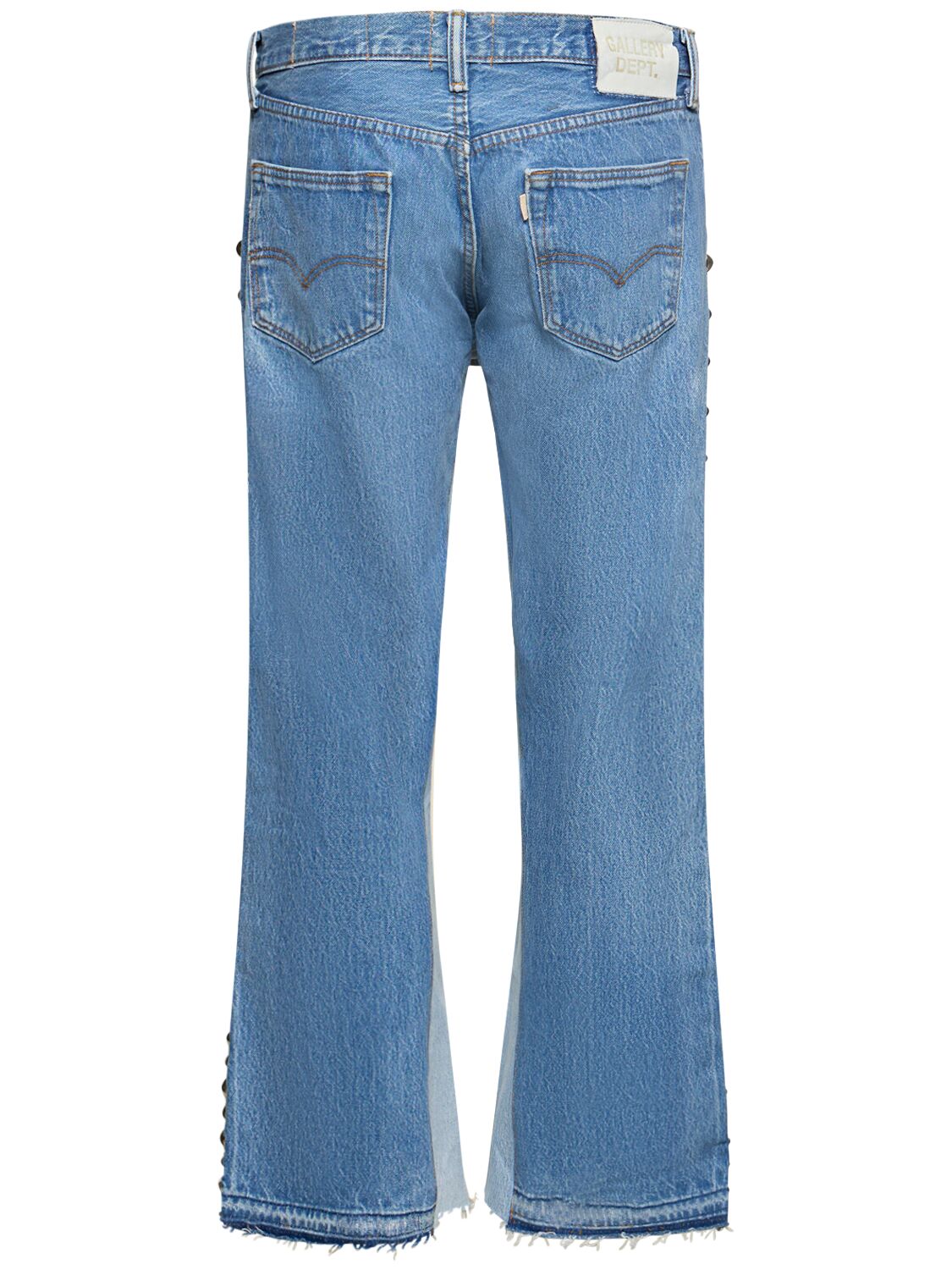 Louis Vuitton Frayed Hem Stonewashed Monogram Patch Jeans Blue. Size 36