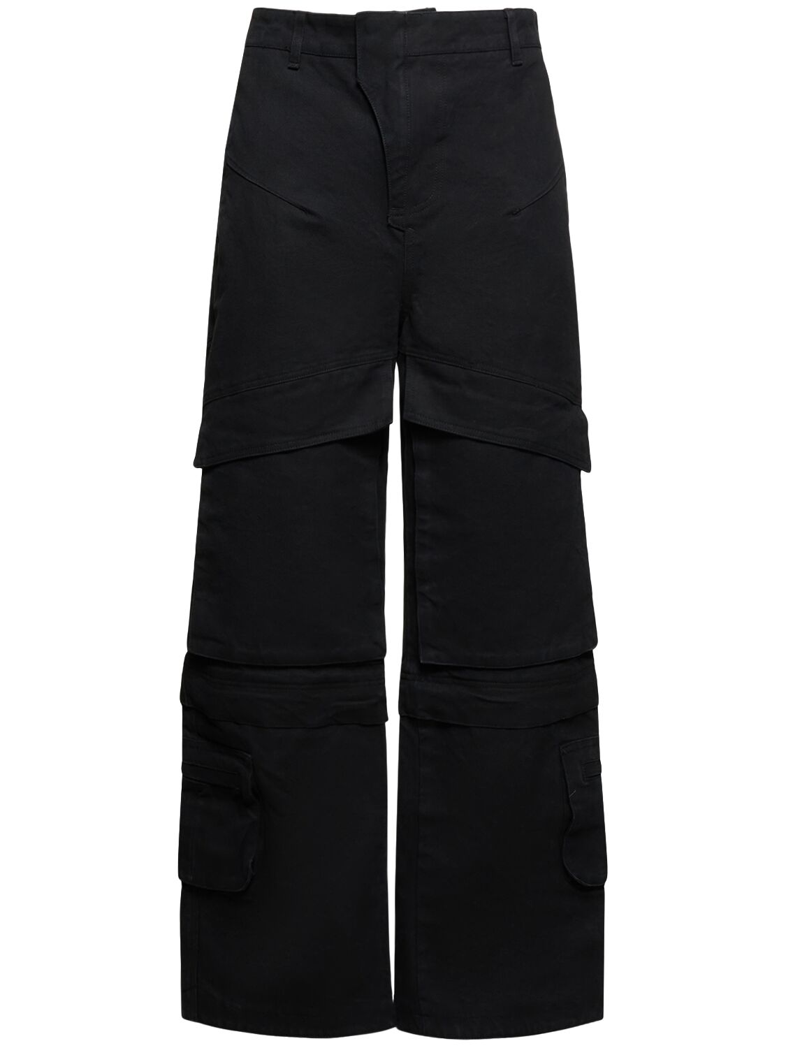 Entire Studios Wide Leg Cotton Cargo Trousers In Black