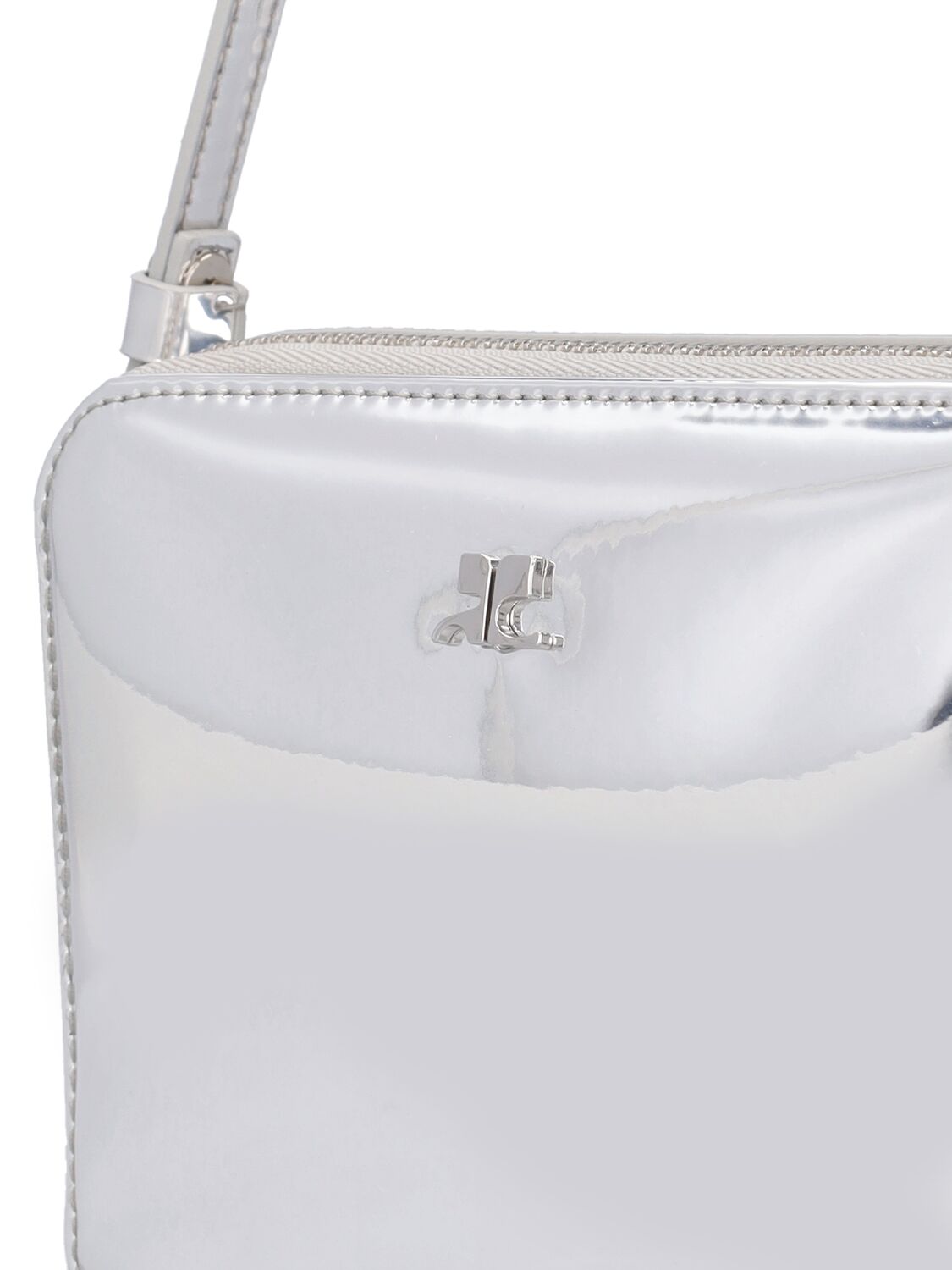 Shop Courrèges Cloud Mirrored Leather Shoulder Bag In Silver