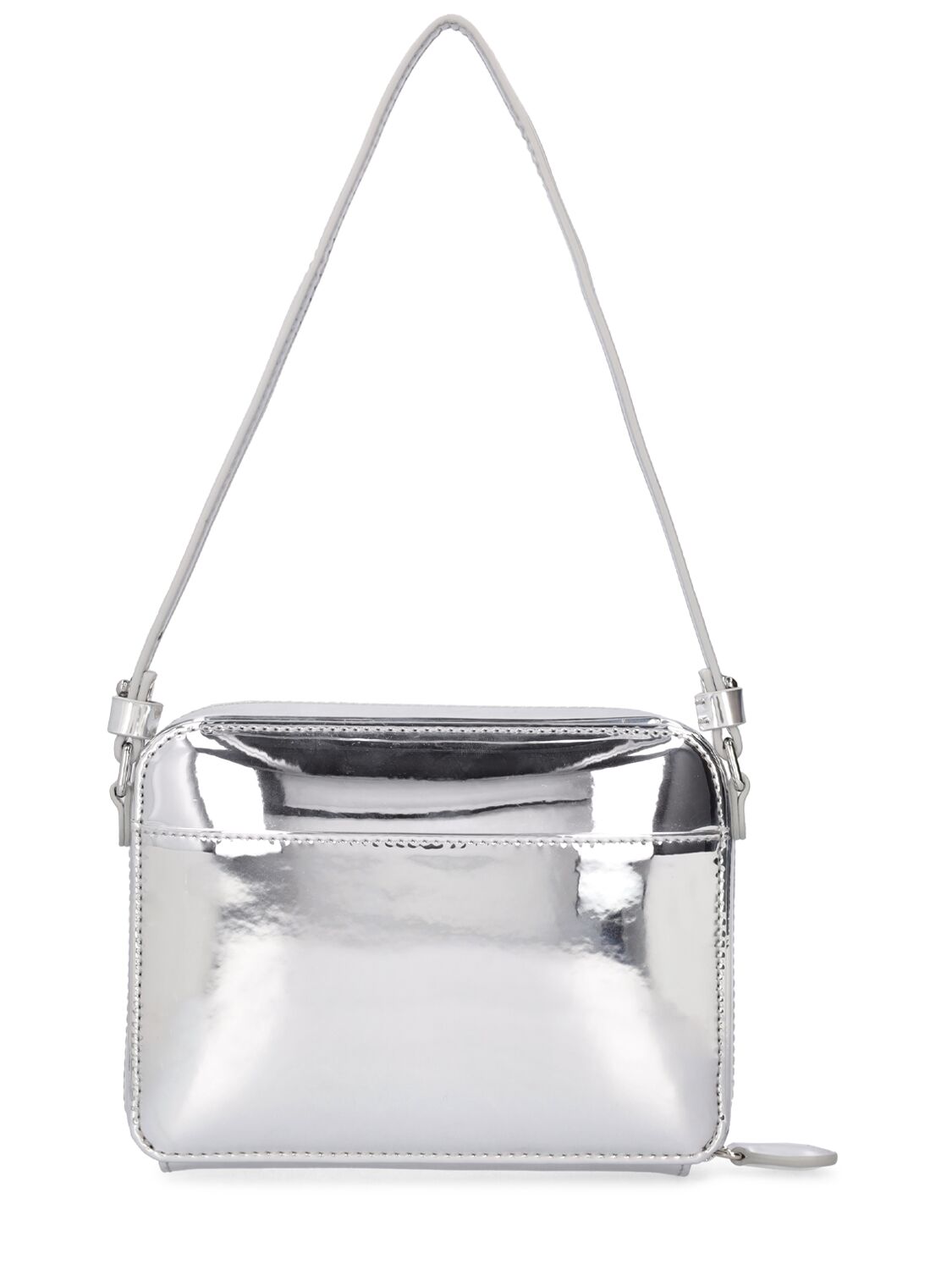 Shop Courrèges Cloud Mirrored Leather Shoulder Bag In Silver