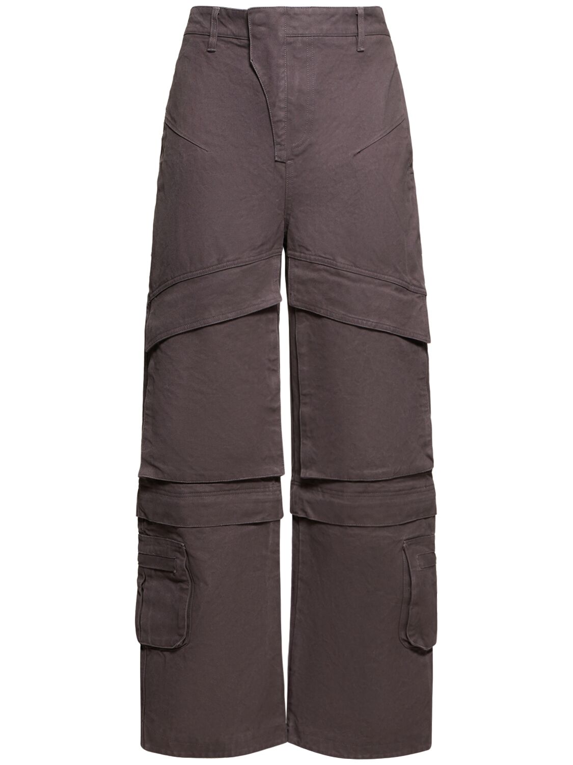 Shop Entire Studios Wide Leg Cotton Cargo Pants In Brown,grey