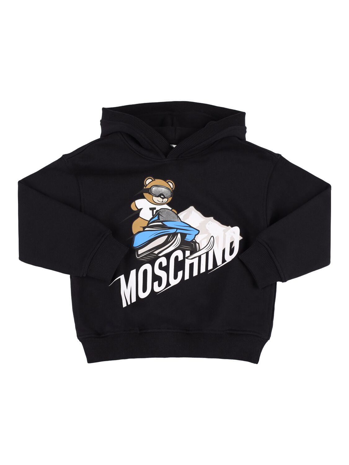 Moschino Kids' Printed Cotton Hoodie In Black