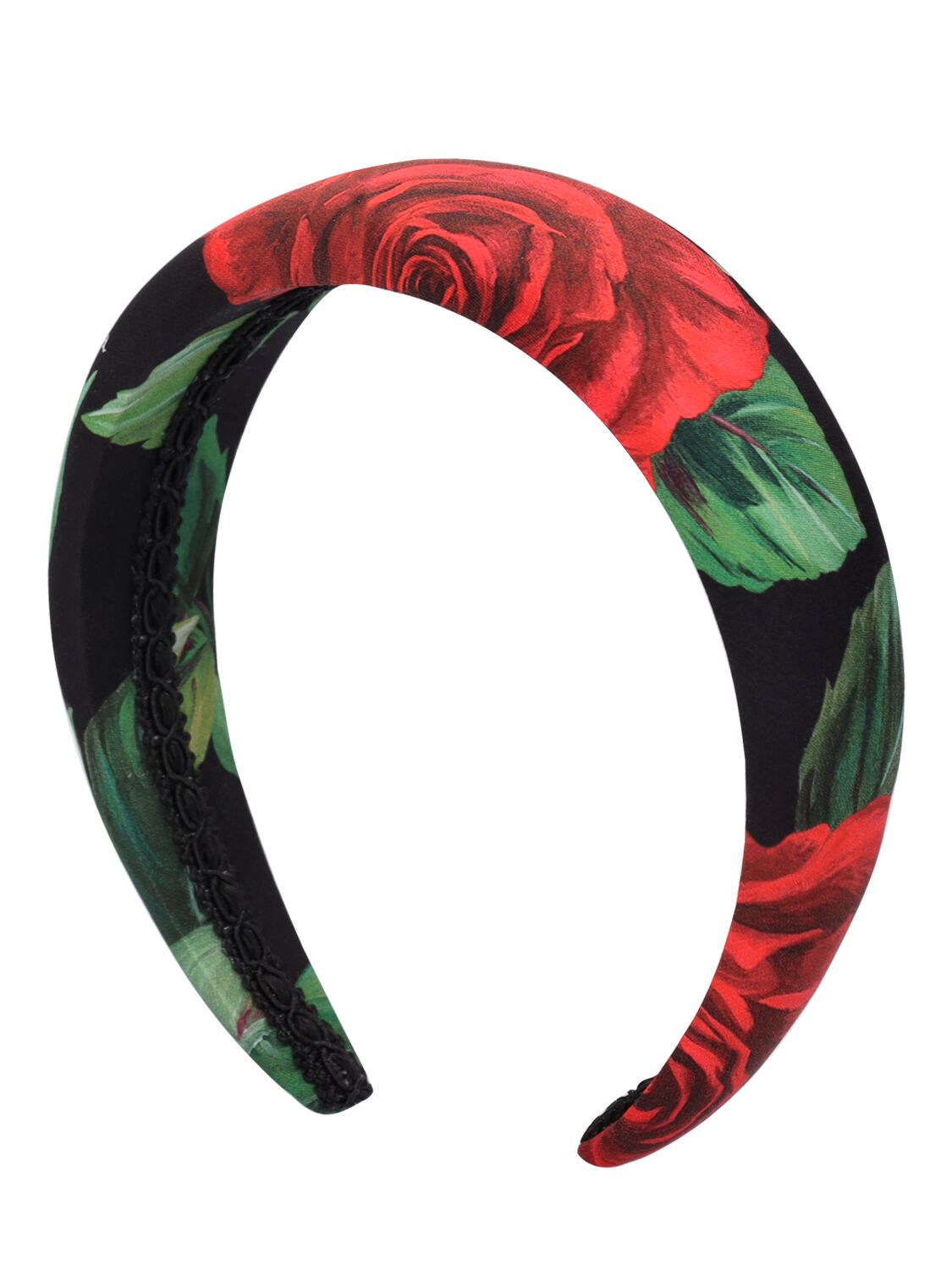 Shop Dolce & Gabbana Rose Print Silk Headband In Black,red