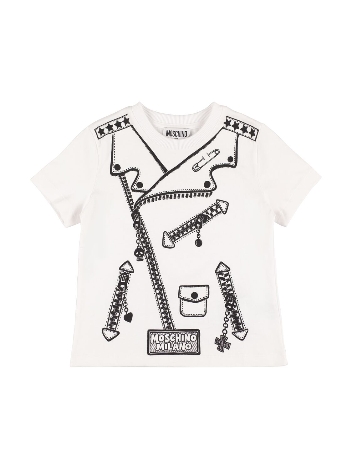 Moschino Kids' Printed Cotton Jersey T-shirt In White