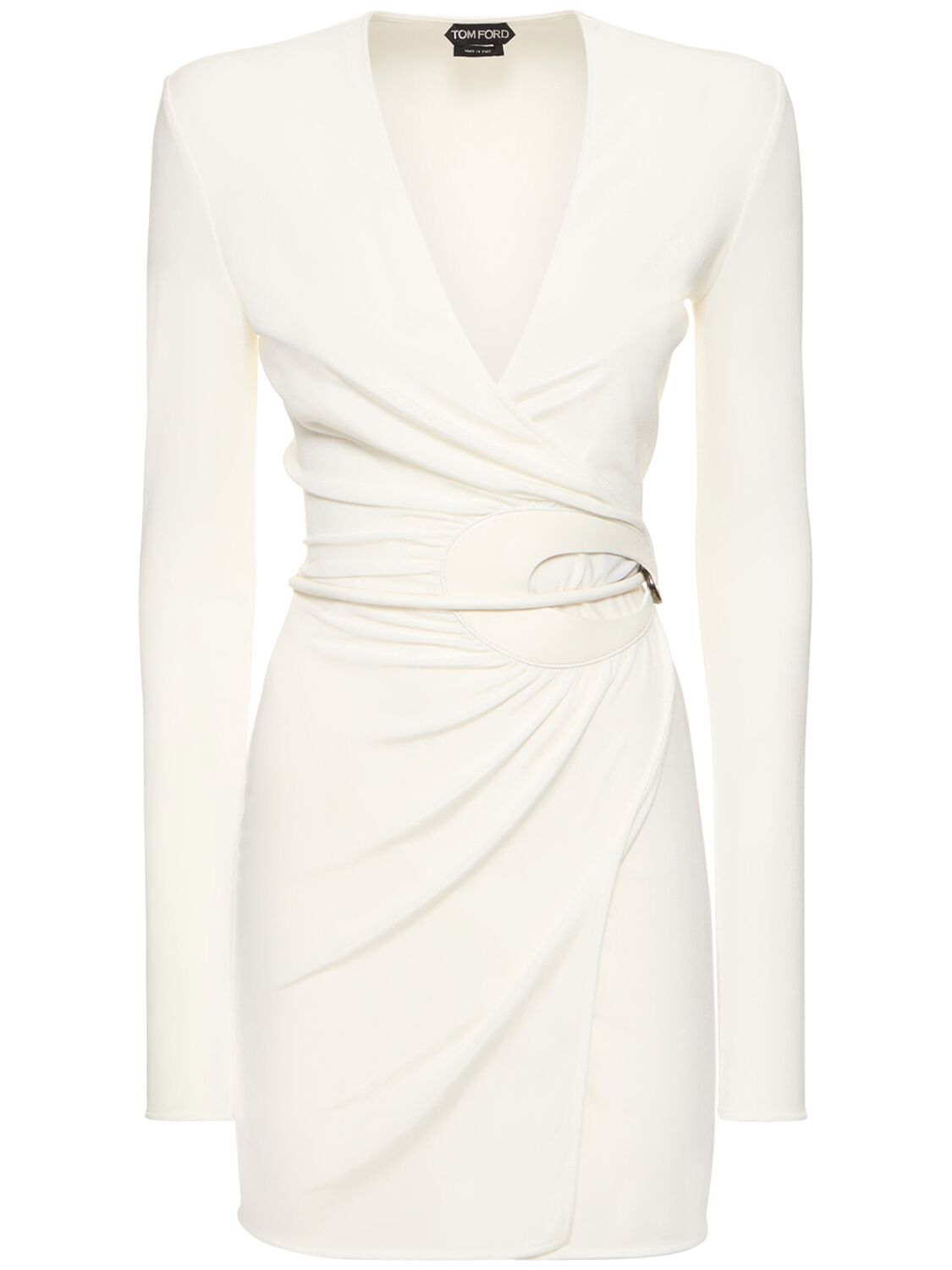 Tom Ford Silk-jersey Wrap Midi Dress In White