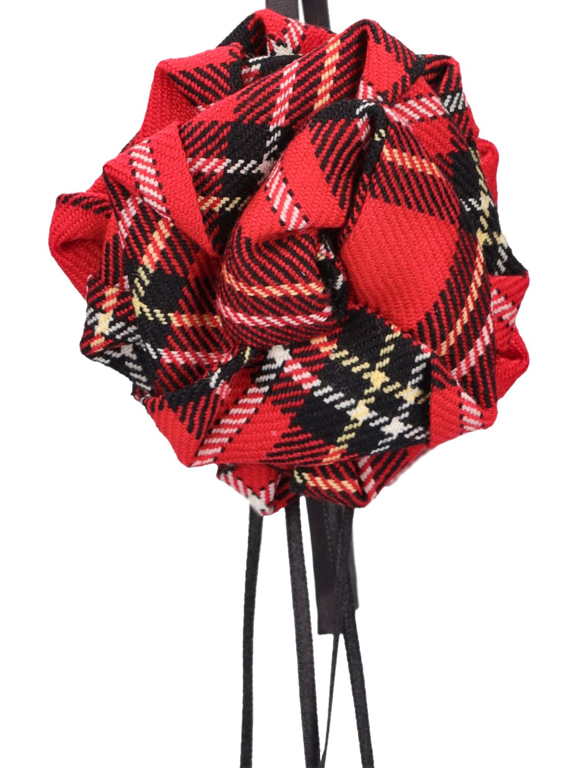 Shop Alessandra Rich Tartan Headband W/ Roses In Red,black