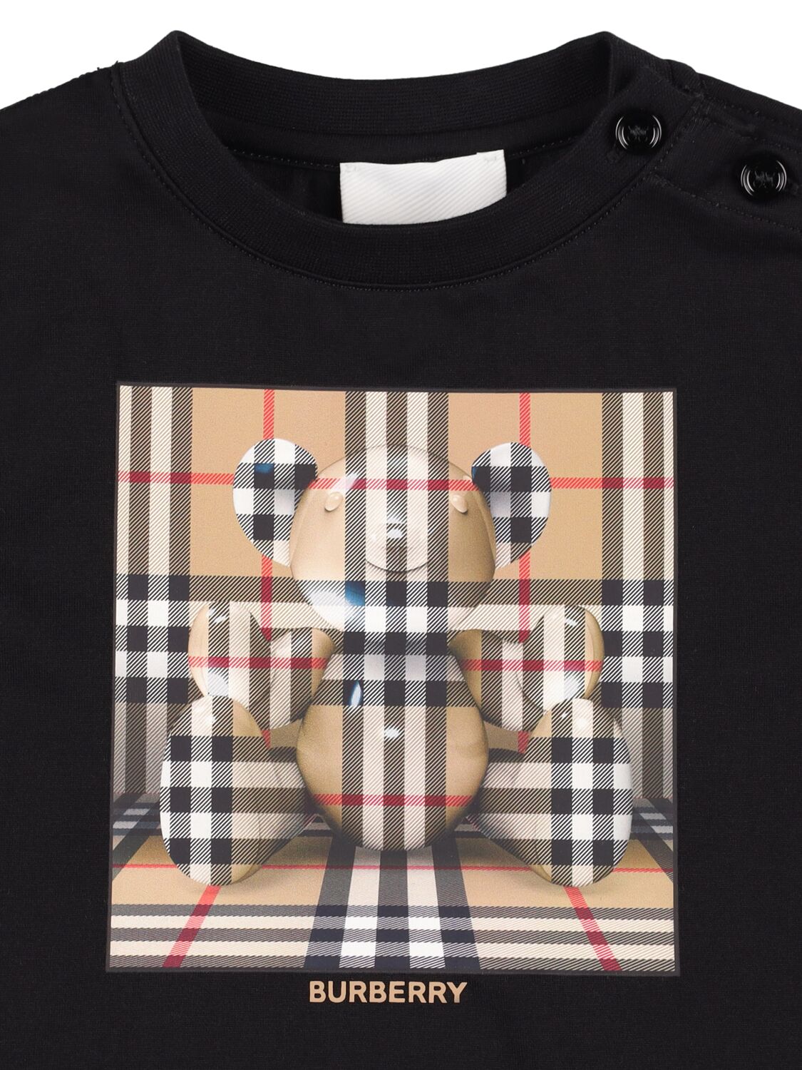 Shop Burberry Check Print Cotton Jersey T-shirt In Black