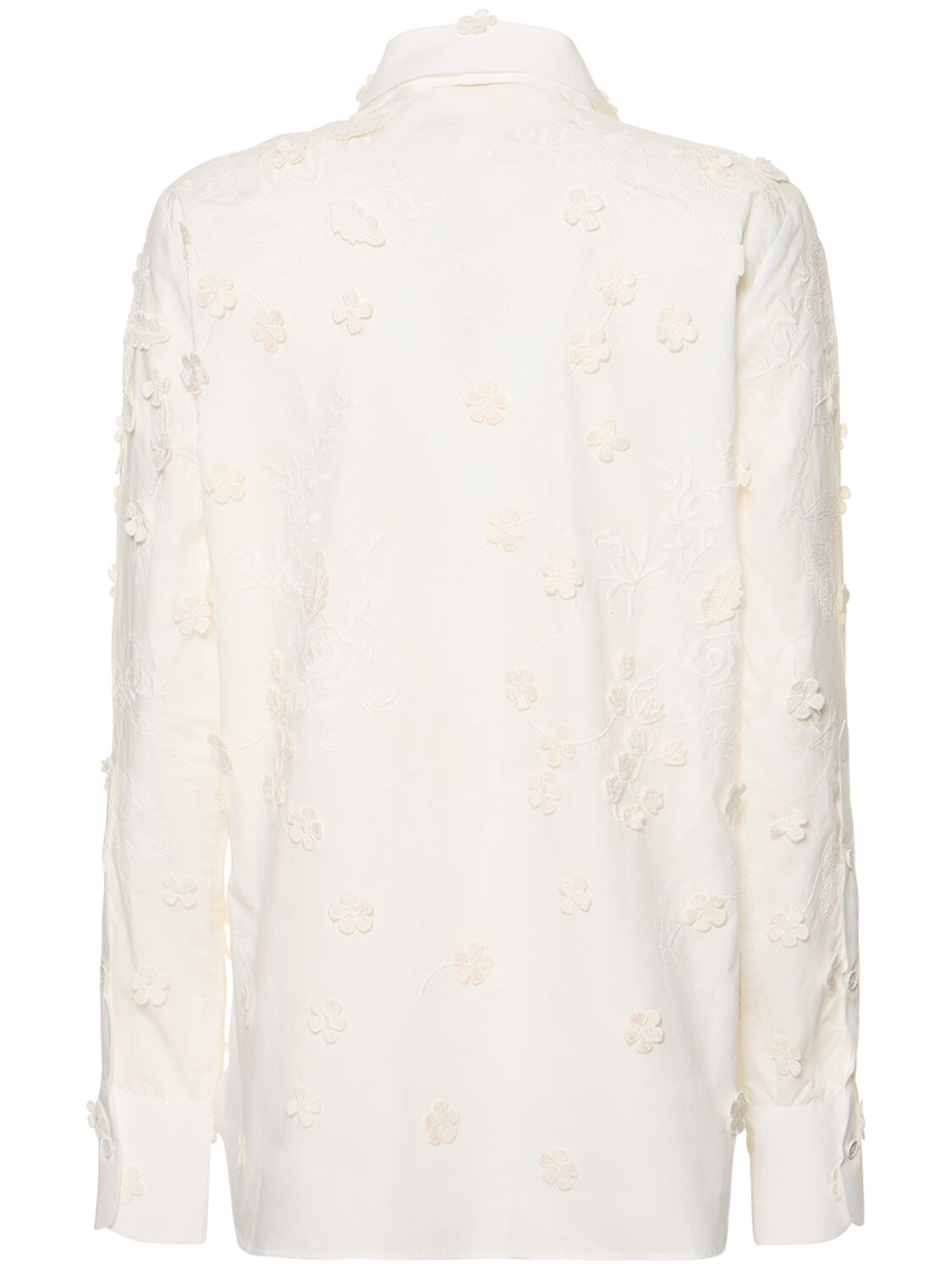 Shop Elie Saab Embroidered Poplin Shirt W/ Flowers In White