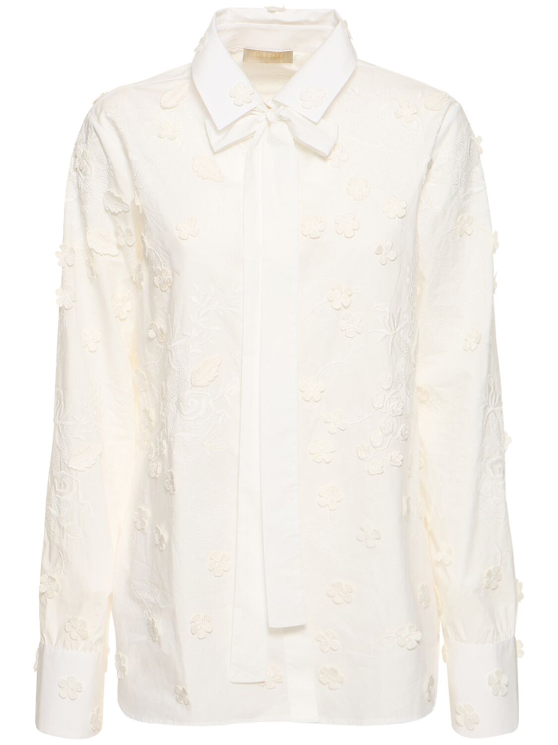 Elie Saab 花朵装饰刺绣府绸衬衫 In White
