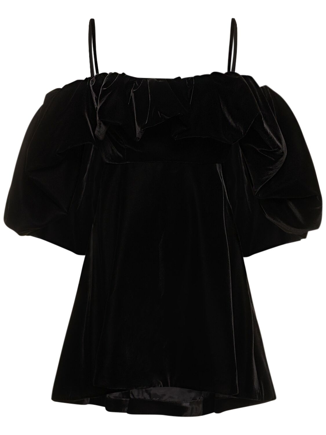Shop Etro Velvet Off Shoulder Mini Dress In Black