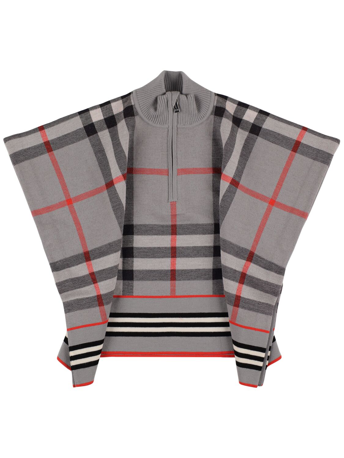 Image of Check Print Wool Cape