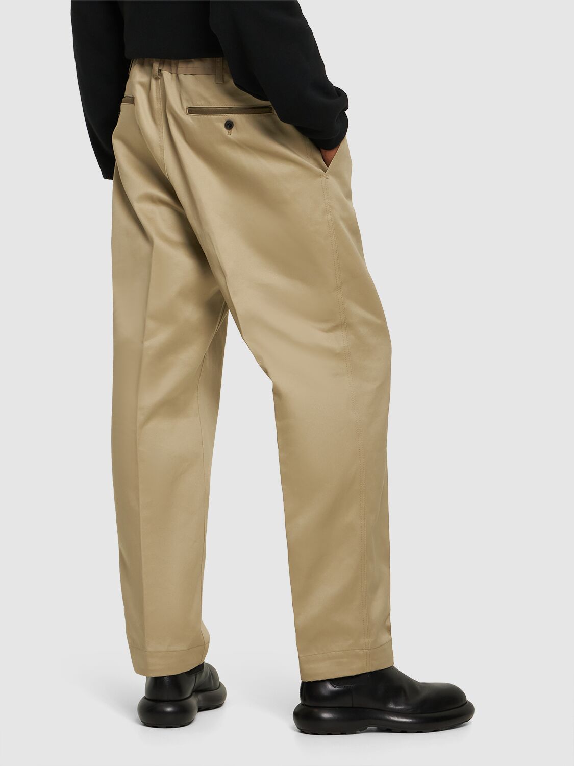 Shop Sacai Cotton Chino Pants In Beige