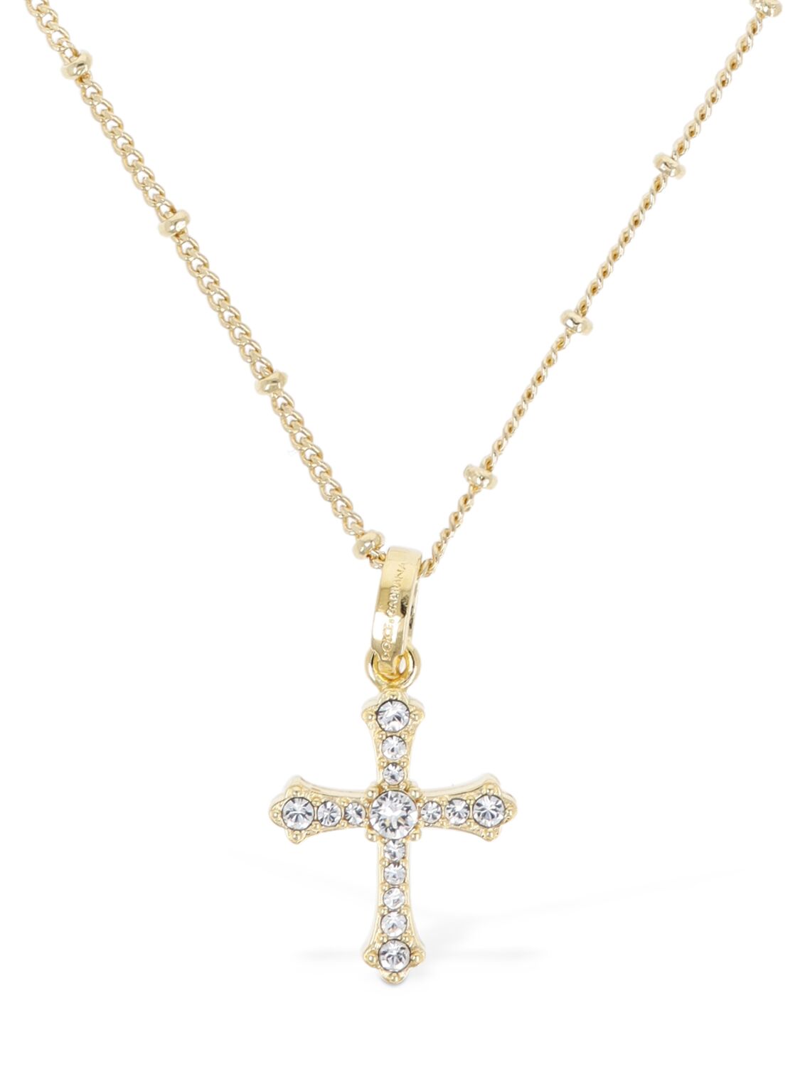 Shop Dolce & Gabbana Dg Crystal Cross Necklace In Gold,crystal