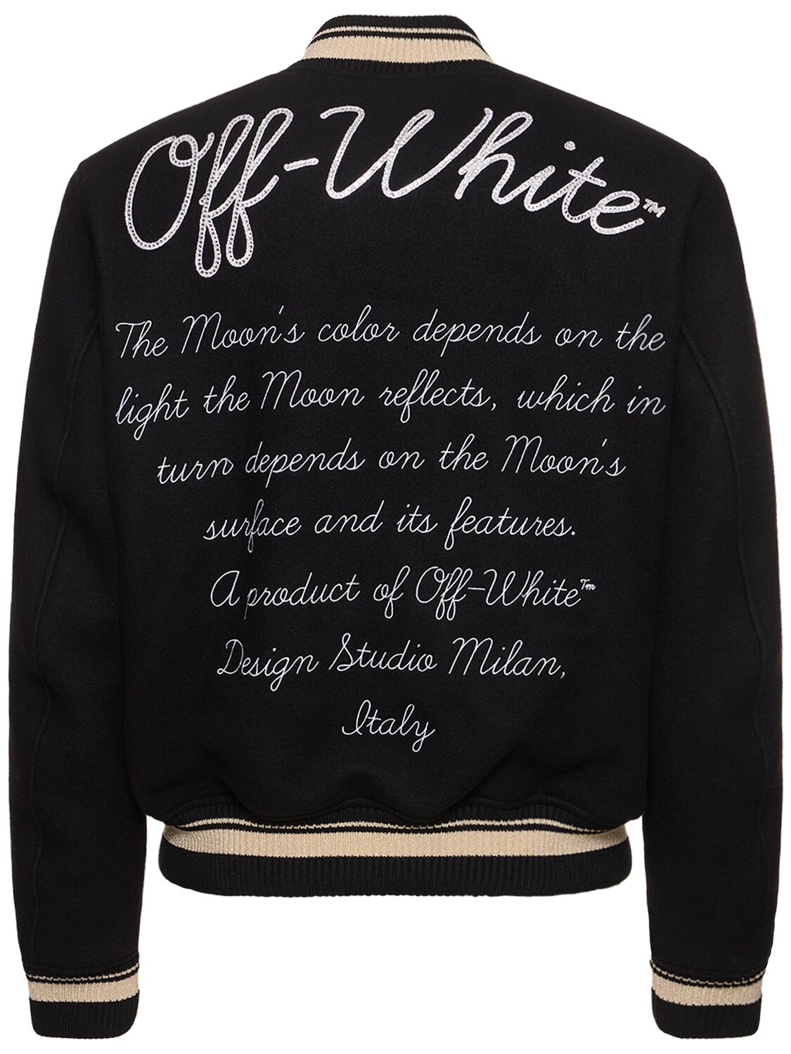 Shop Off-white Cryst Moon Phase Wool Varsity Jacket In Black