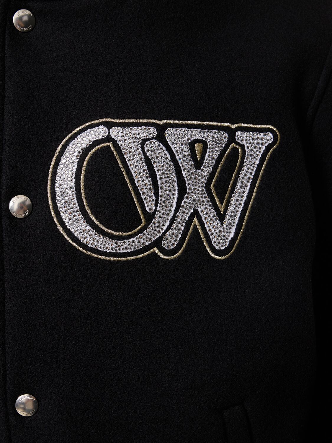 Shop Off-white Cryst Moon Phase Wool Varsity Jacket In Black