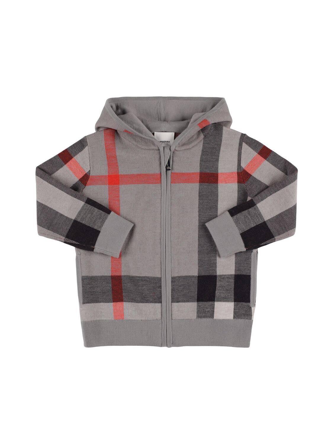 Burberry Kids' Karierter Cardigan Aus Wollstrick Mit Intarsie