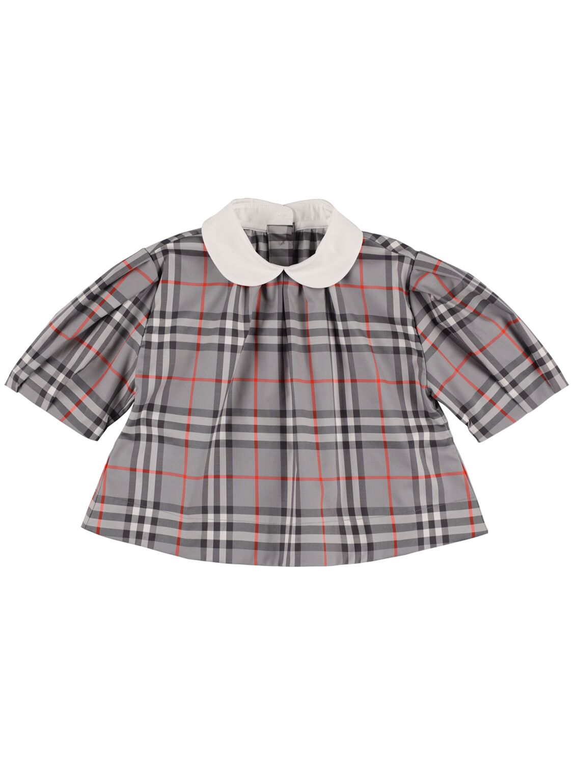 Burberry Kids' Check Print Cotton Blend Poplin Shirt