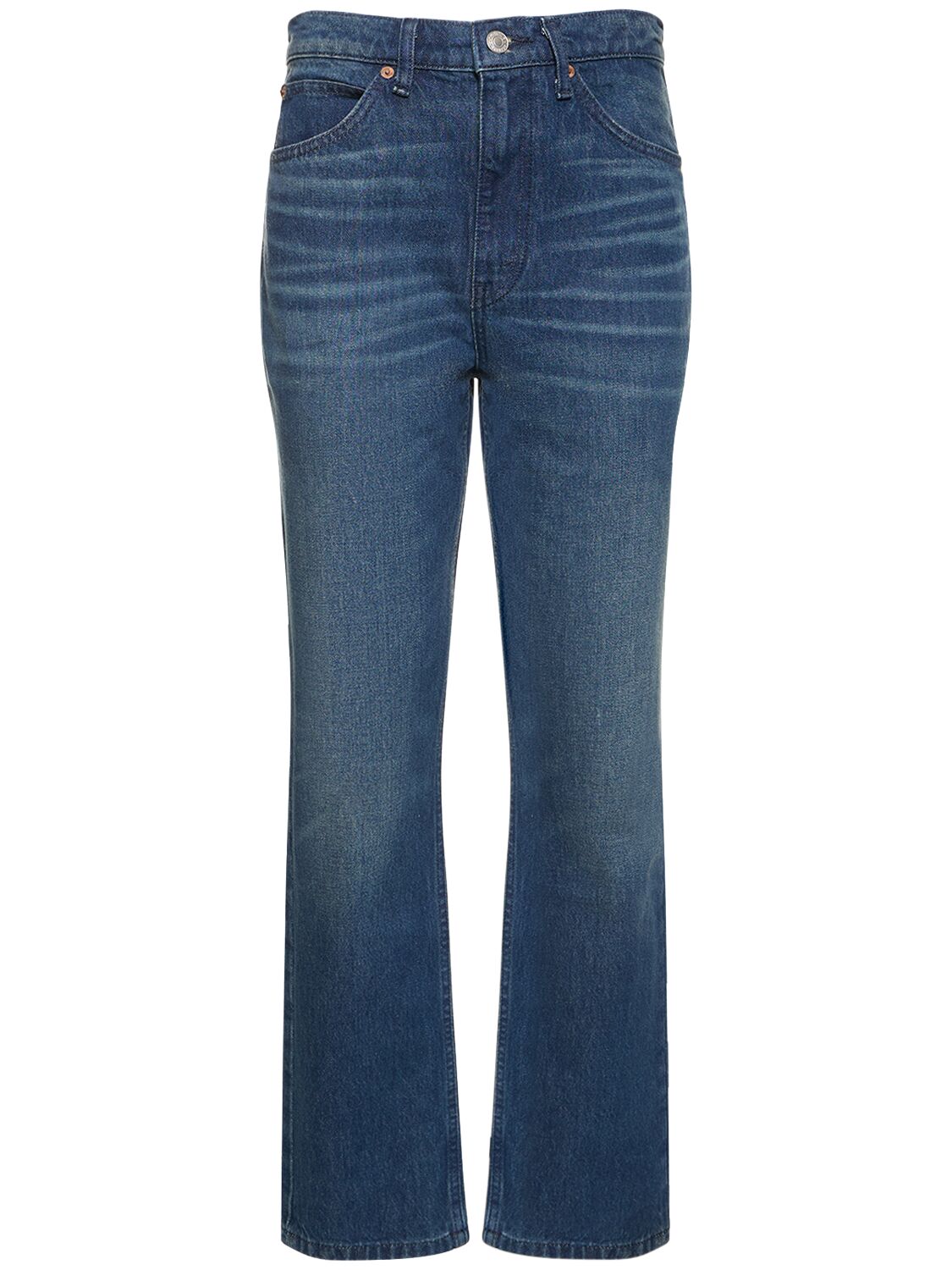 Shop Re/done 70s Straight Cotton Denim Jeans In Blue