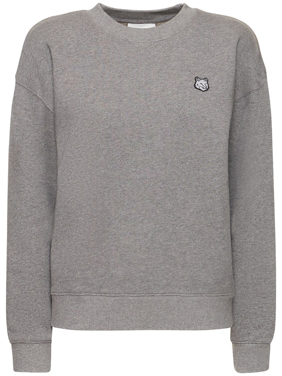 Shop Maison Kitsuné Tonal Fox Head Patch Comfort Sweatshirt In Medium Grey Mel