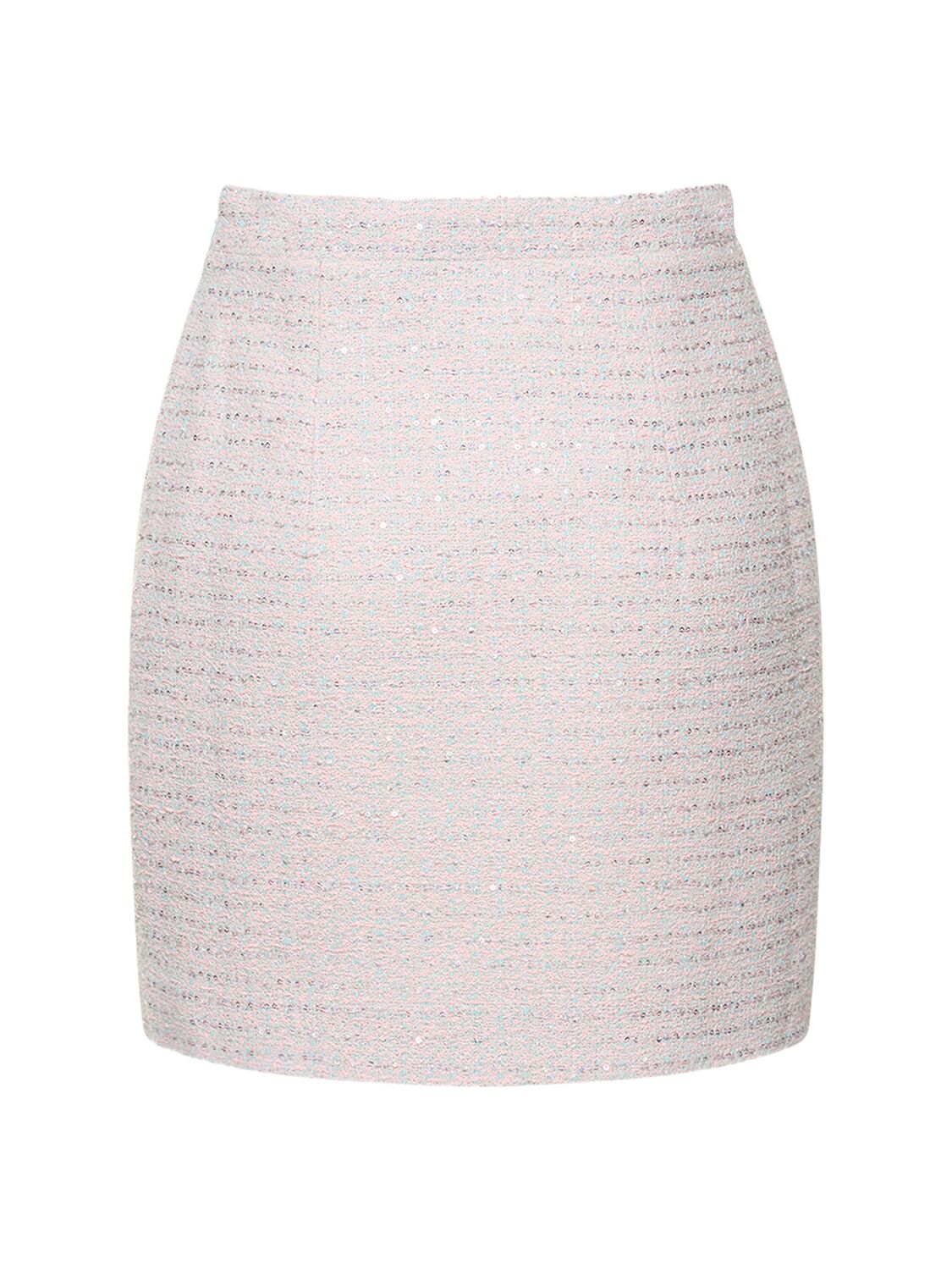 Alessandra Rich Sequin-embellished Tweed Mini Skirt In Light Blue