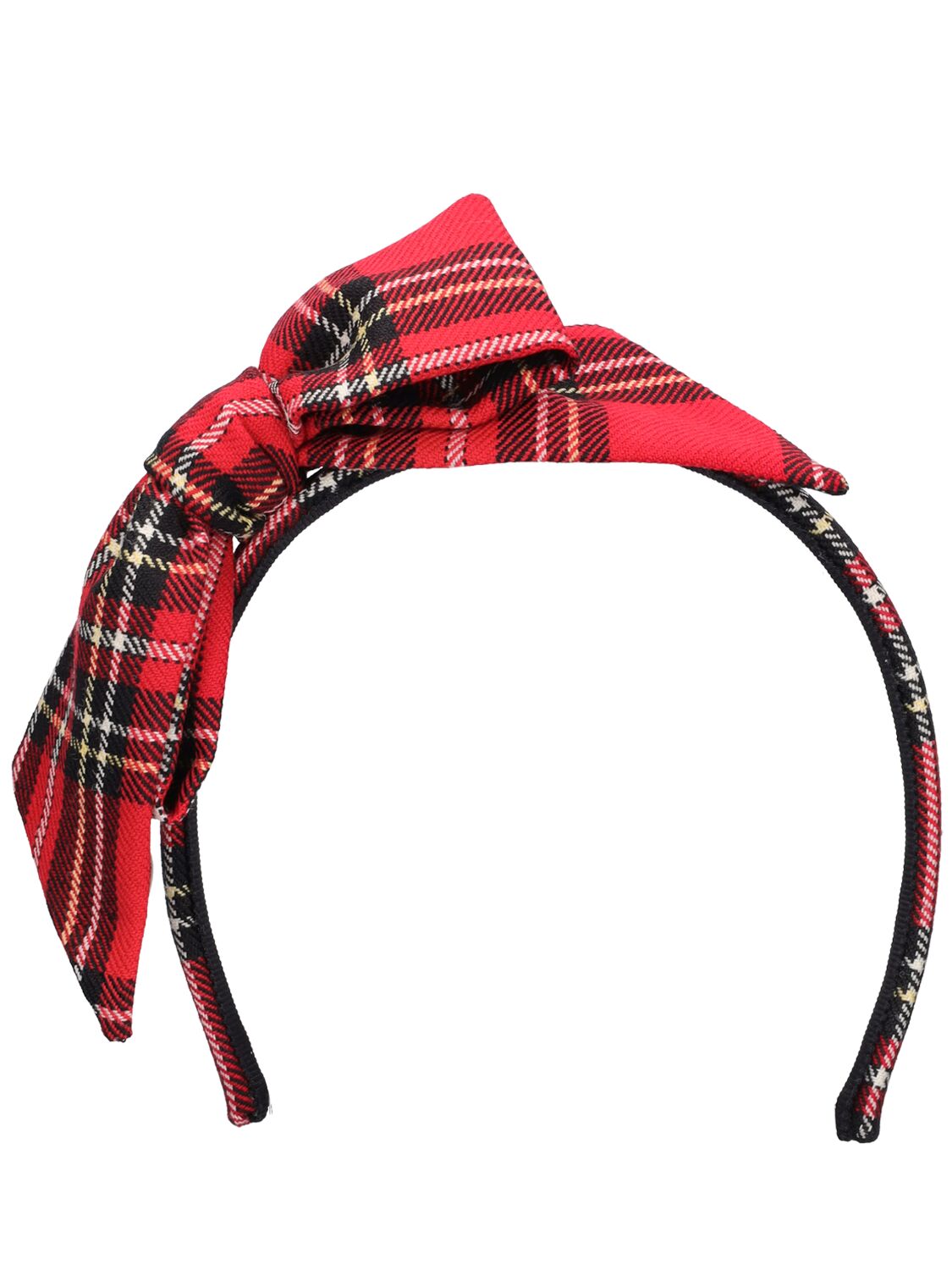 Alessandra Rich Tartan Headband W/ Bow In Red,black