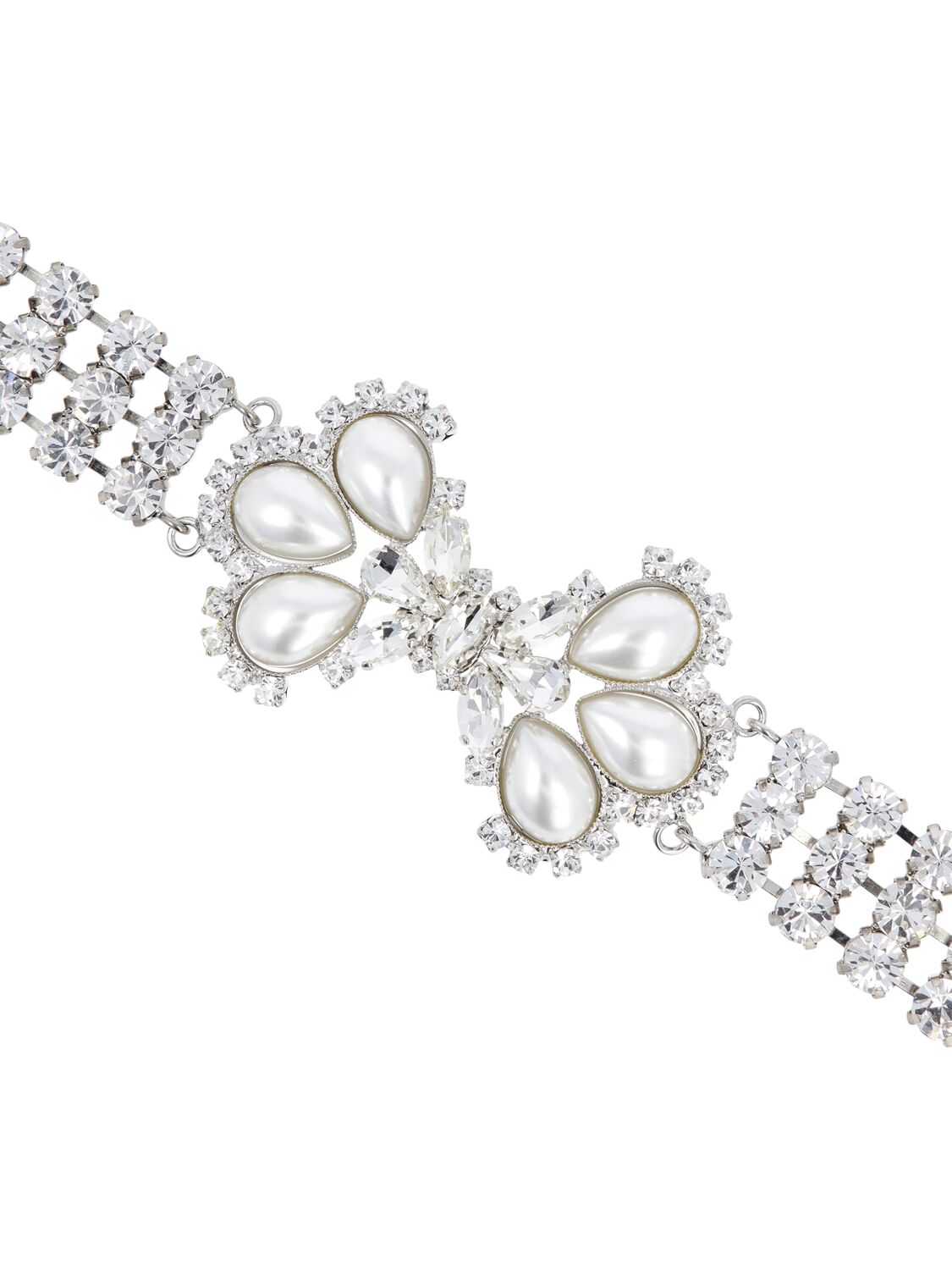 Shop Alessandra Rich Crystal & Faux Pearl Choker In Crystal,white
