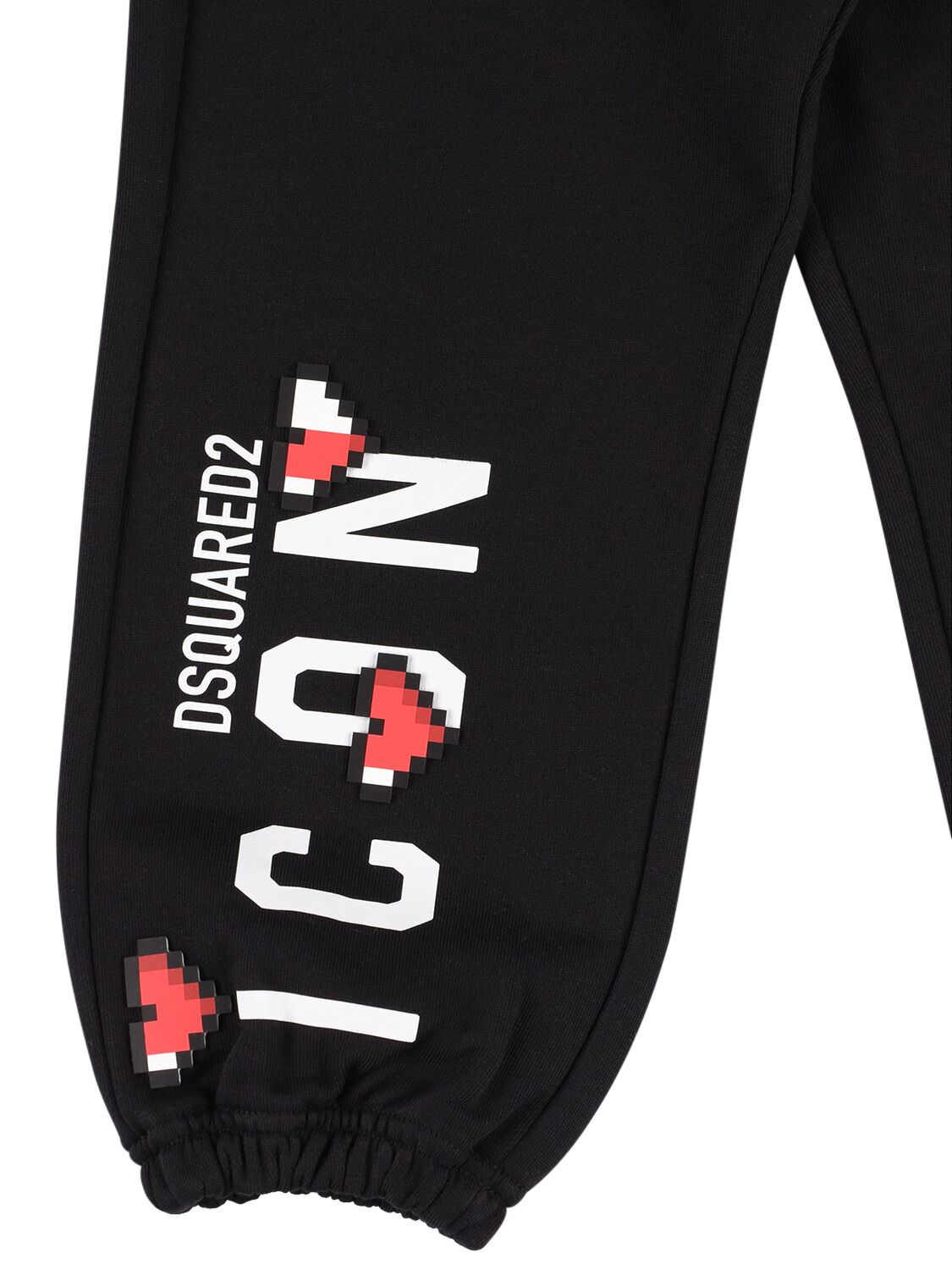 Shop Dsquared2 Icon Print Cotton Sweatpants W/hearts In Black