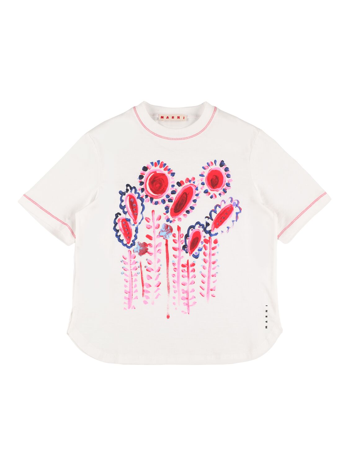 Marni Junior Kids' Floral Printed Cotton T-shirt In 멀티컬러