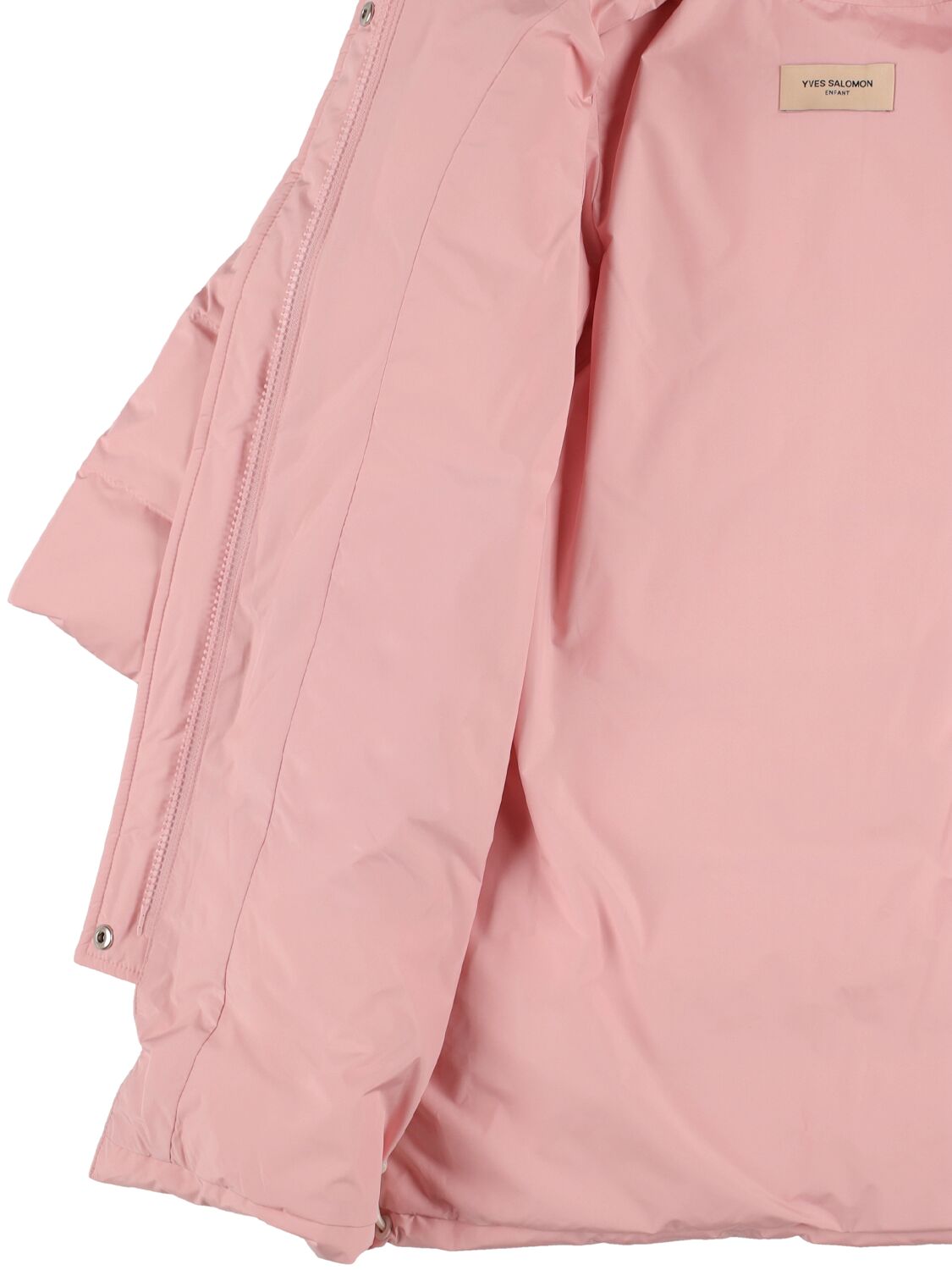 Shop Yves Salomon Enfant Long Nylon Down Jacket In Pink