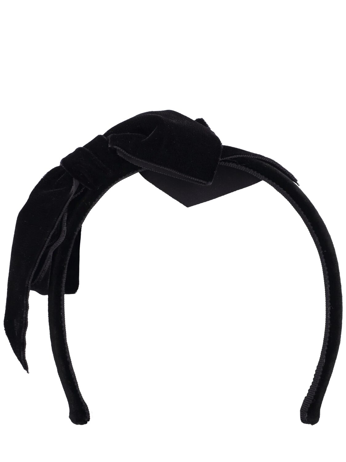 Alessandra Rich Velvet Headband W/ Bow In Black