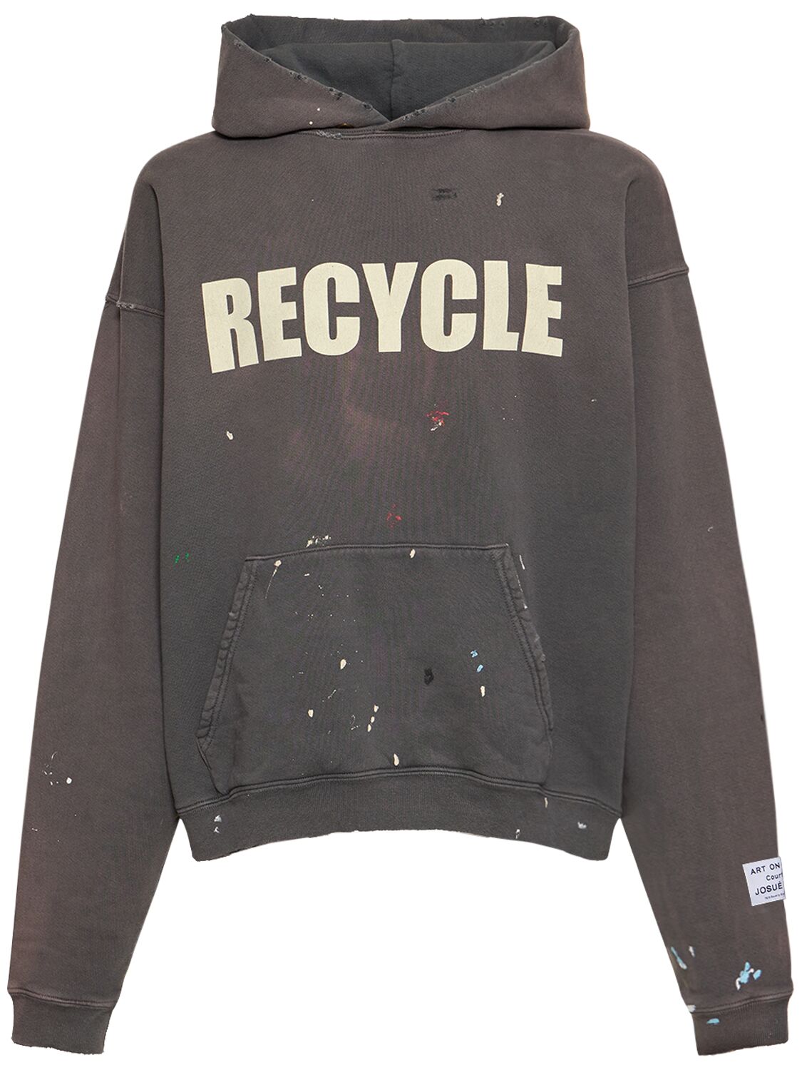 90's Recycle Distressed Printed Cotton-jersey Hoodie In Black