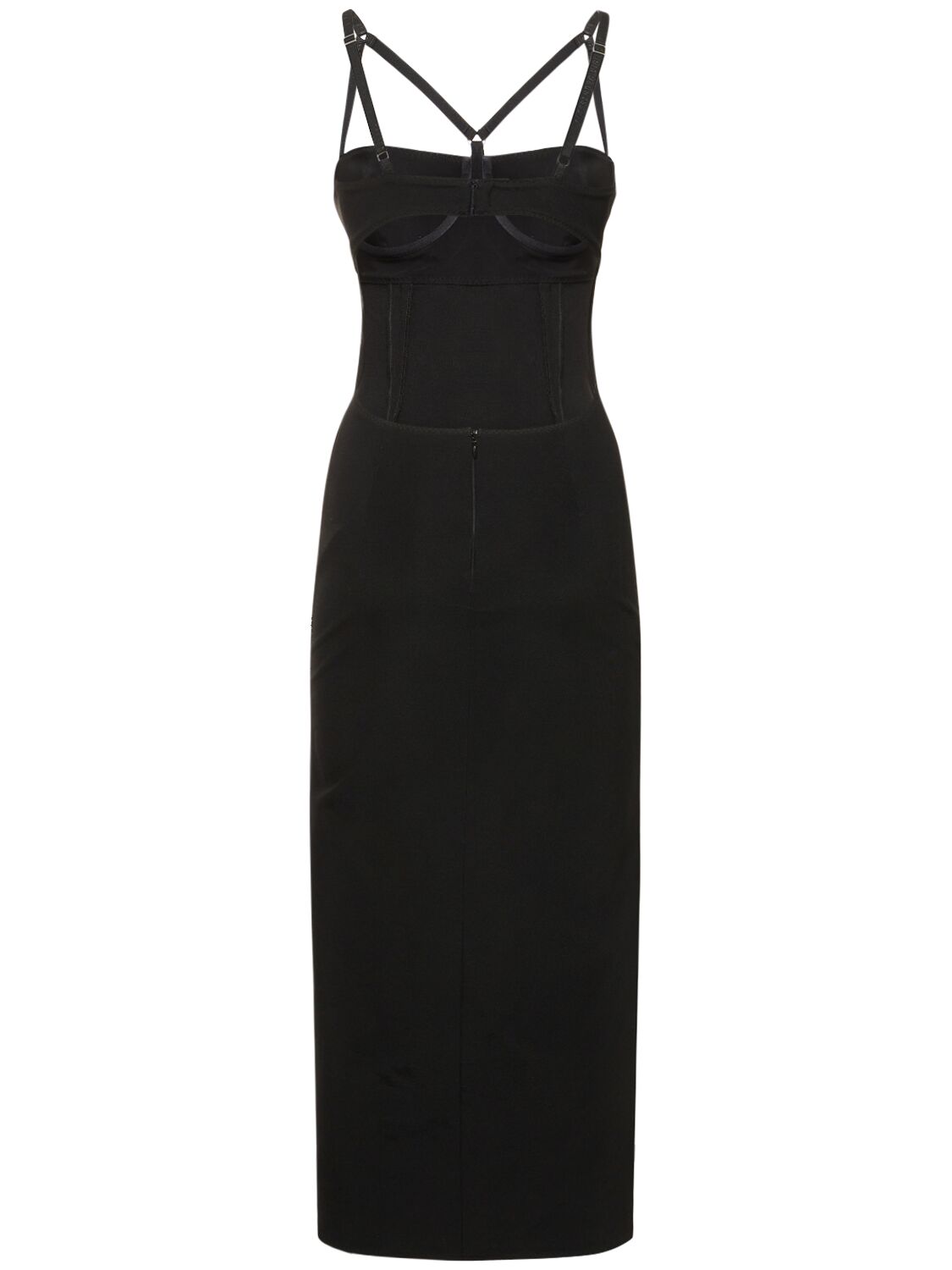 Shop Alessandro Vigilante Jersey Bustier Midi Dress W/ Side Slit In Black