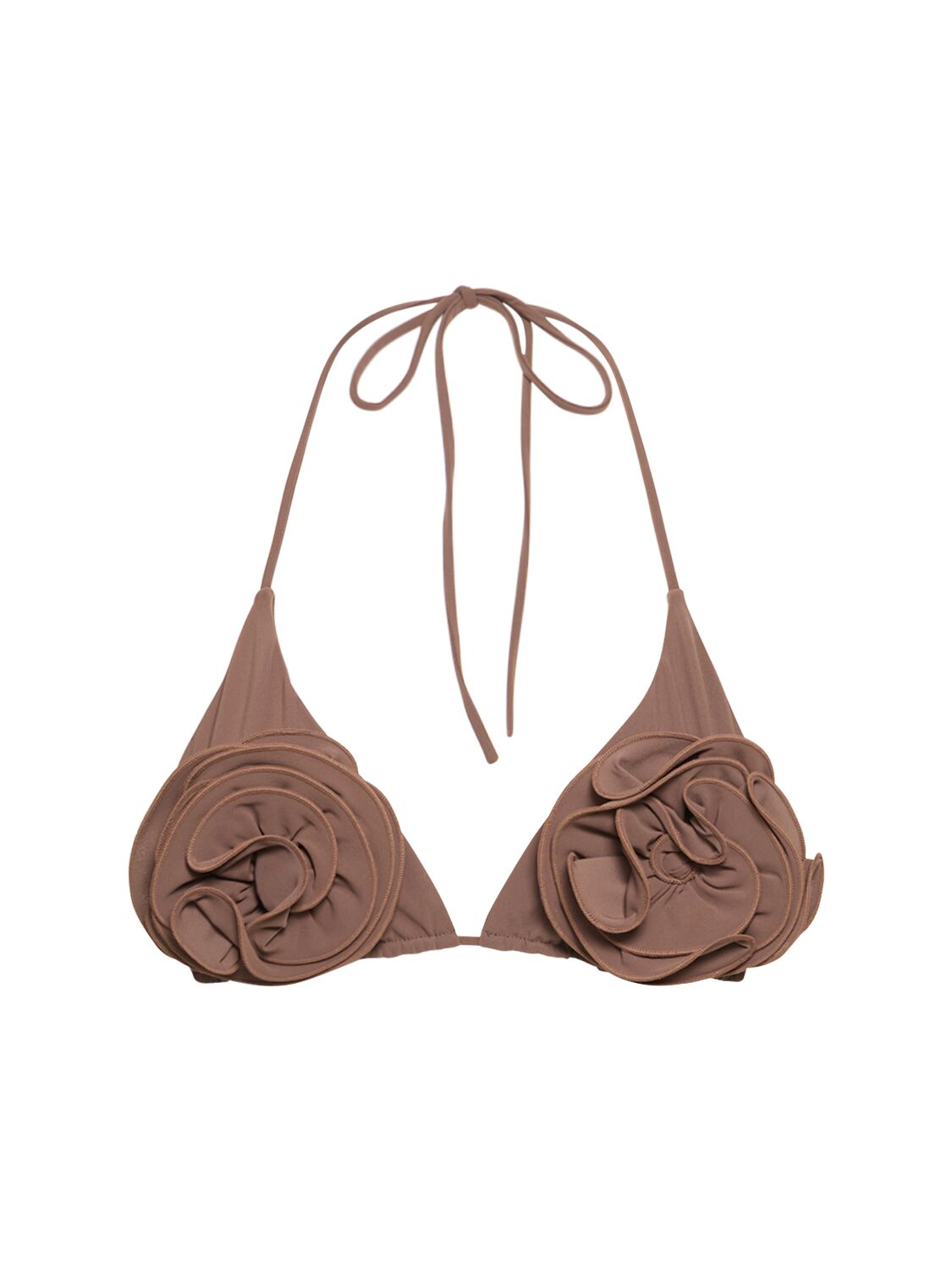 Magda Butrym Triangle Bikini Top W/roses In Brown