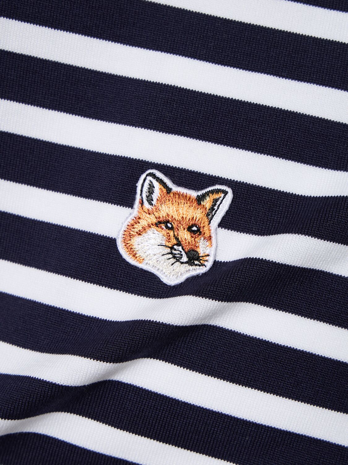Shop Maison Kitsuné Fox Head Patch Striped T-shirt In Navy Stripes