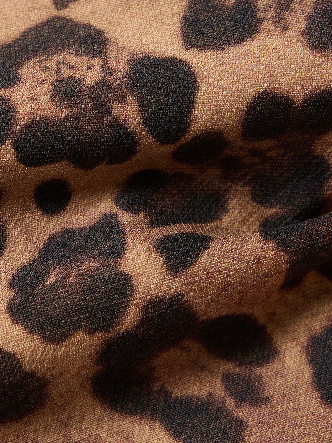 豹纹印花羊毛&真丝绉纱短款上衣