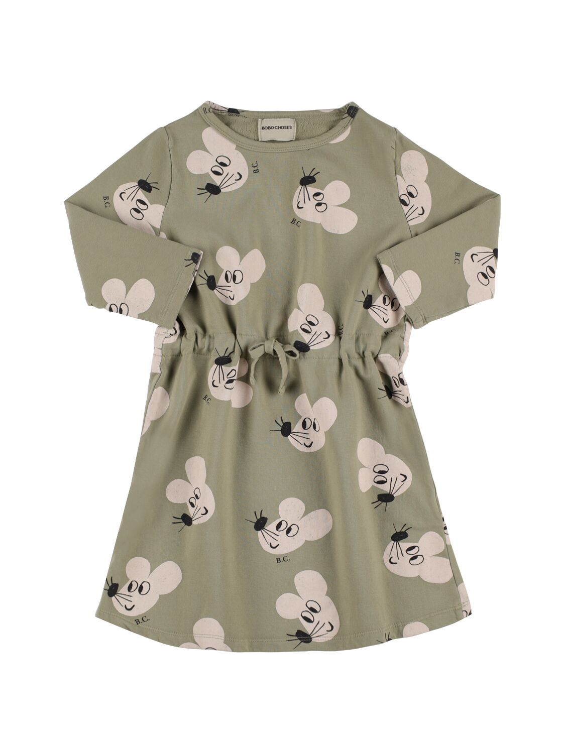 Bobo Choses Kids' Green Dress For Girl With Mice Print