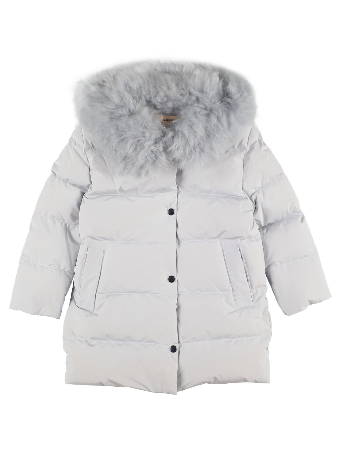Yves Salomon Enfant Kids Long Nylon Down Jacket In Light Grey ModeSens