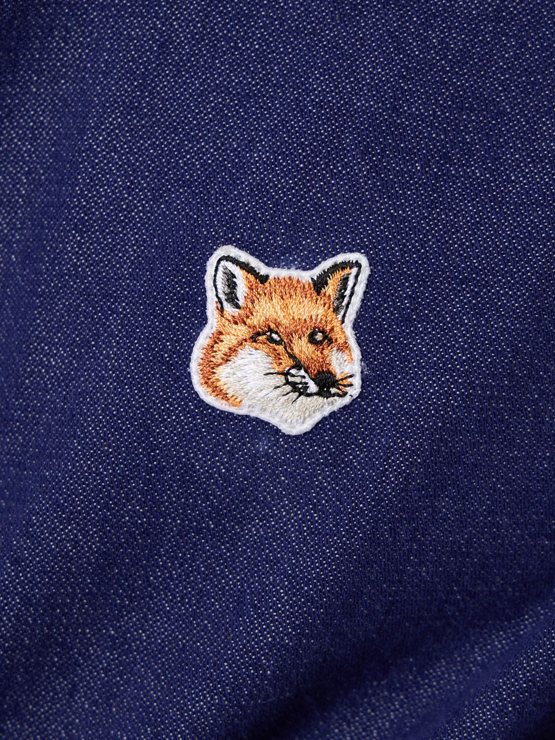 Shop Maison Kitsuné Fox Head Denim Indigo Shirt